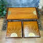 G Plan Long John Nest of 3 Tables with Gold Leaf Sunburst Design - Mid Century Modern MADE TO ORDER