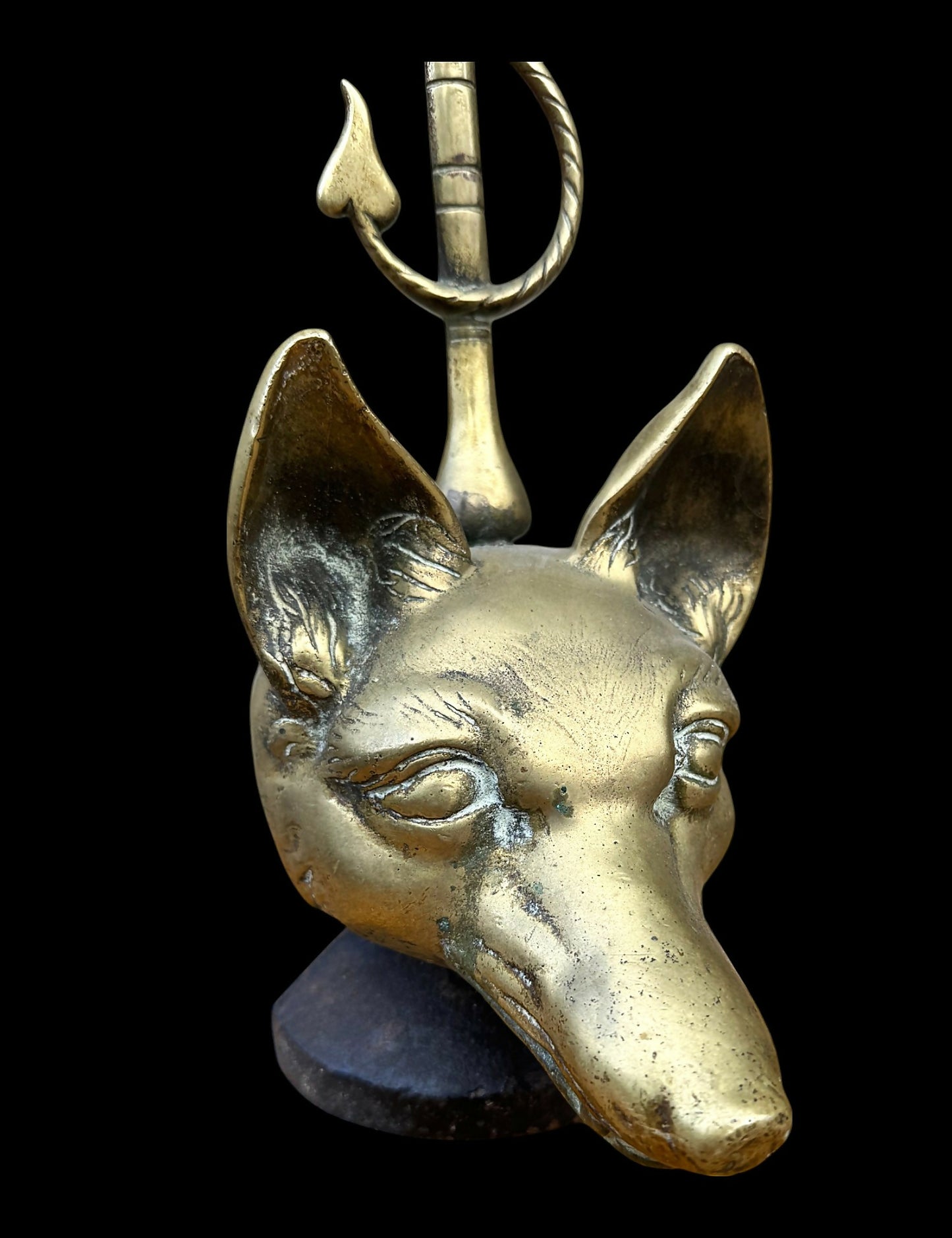 Pair of Antique Brass Fox Head Door Porters or Door Stops