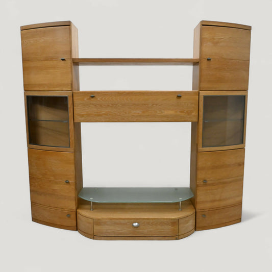 Large Hatfields Entertainment Wall Unit Oak Drawers & Cupboards FREE UK Delivery. SBR10963/2309E