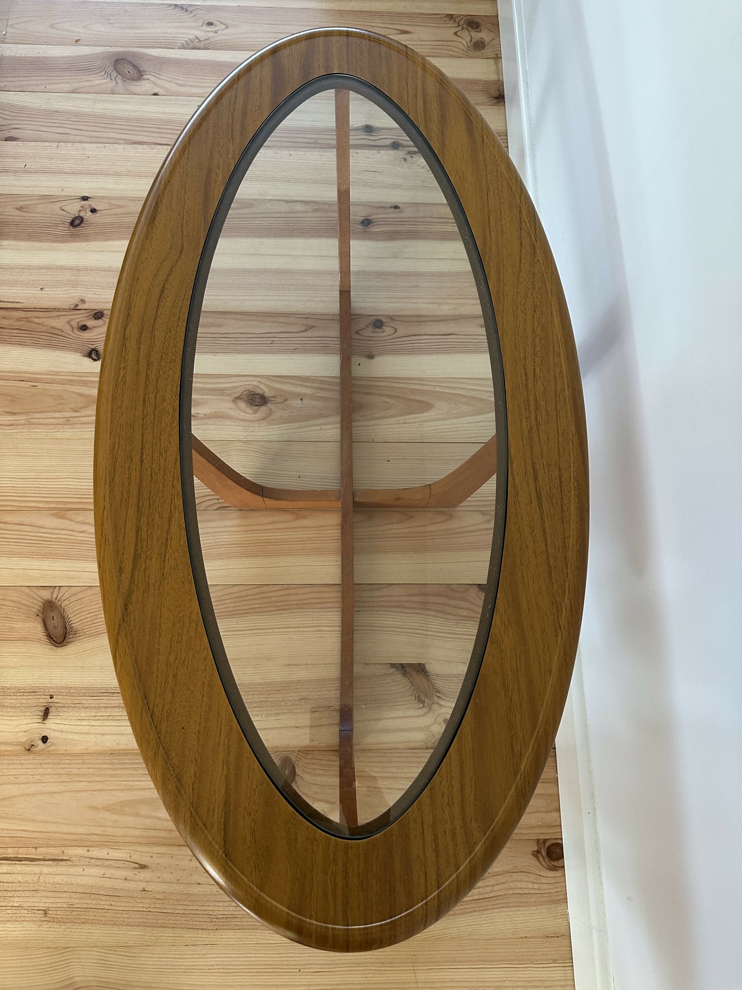 Mid Century Teak Coffee Table with Glass Top