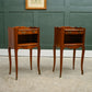 Vintage Pair French Bedside Tables - by Jean Laick - Cherry Wood