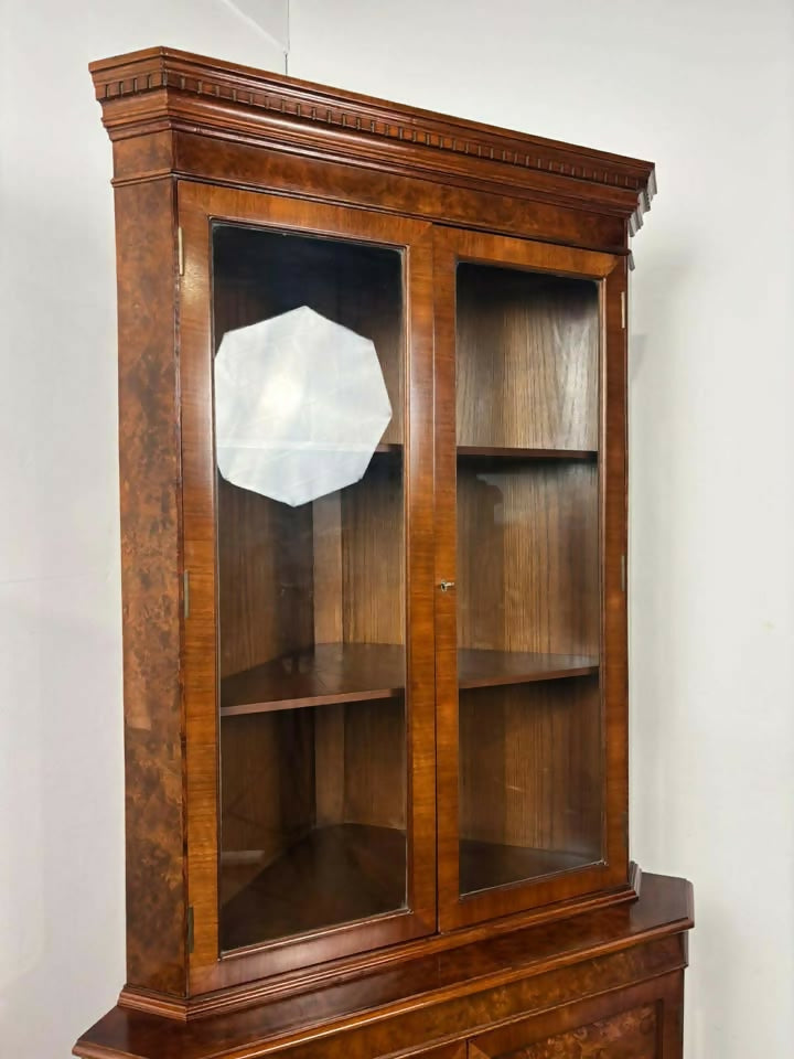 Reproduction Burr Walnut Corner Cabinet