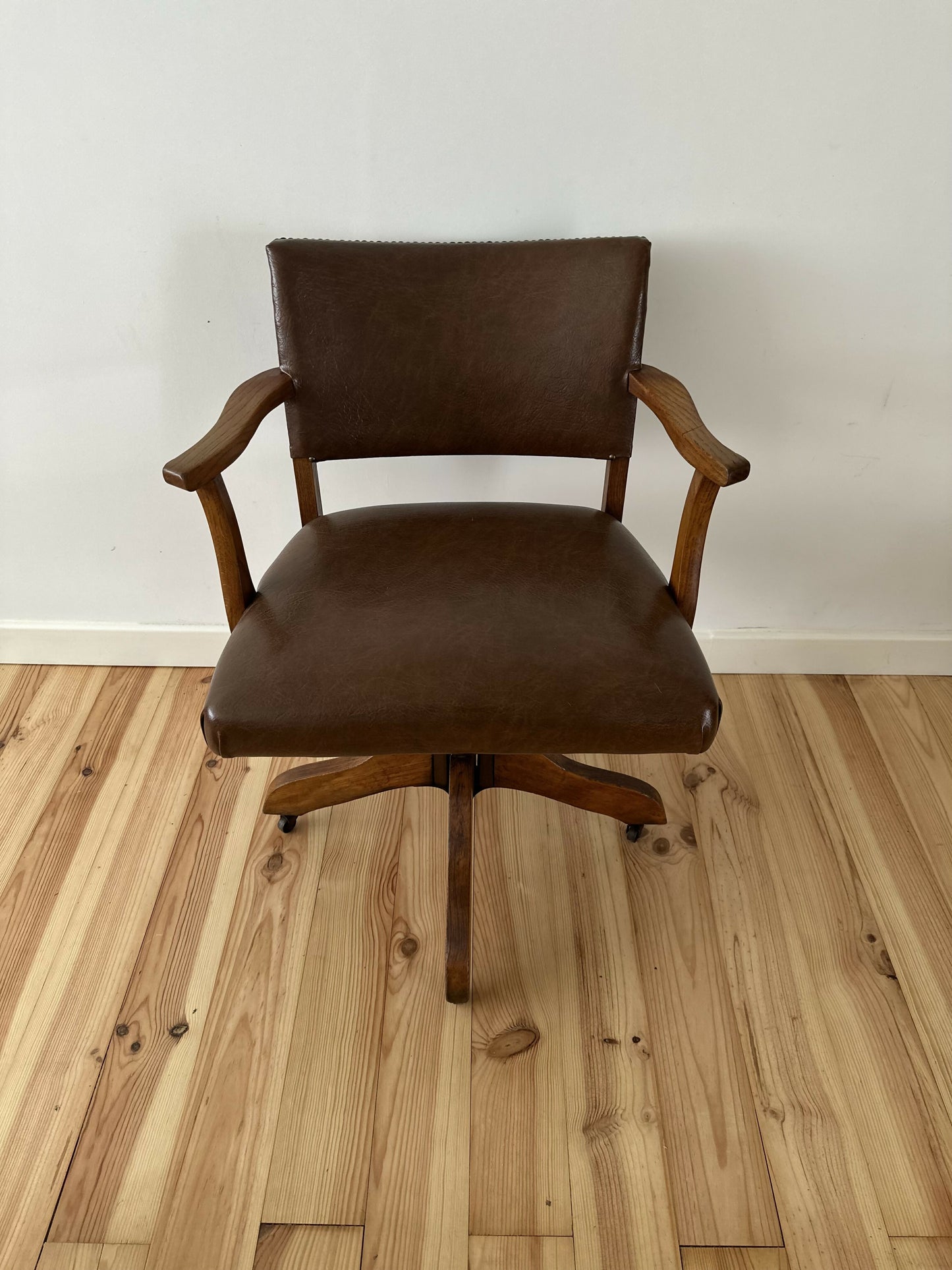 Antique Oak Captain's Swivel Chair, Edwardian Vintage Office Desk Chair, Period Revolving Chair, Victorian Study Seat, Home Office Furniture