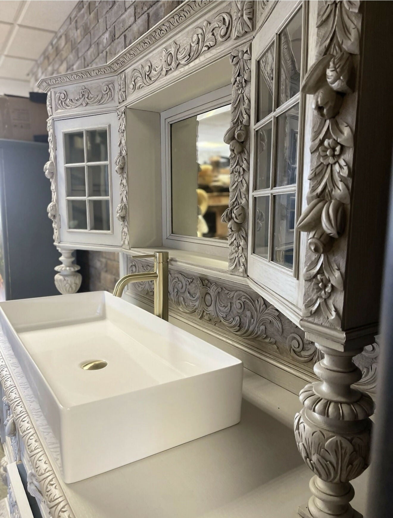 Victorian highly ornate Sideboard/Large Bathroom Vanity Unit