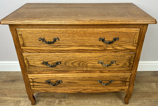 Chest of Drawers Vintage French Louis Oak 3 Drawers Carved Cabinet LOT 6256