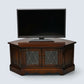 Old Charm TV Stand Linenfold Leaded Glass Doors Tudor Brown FREE* UK Delivery