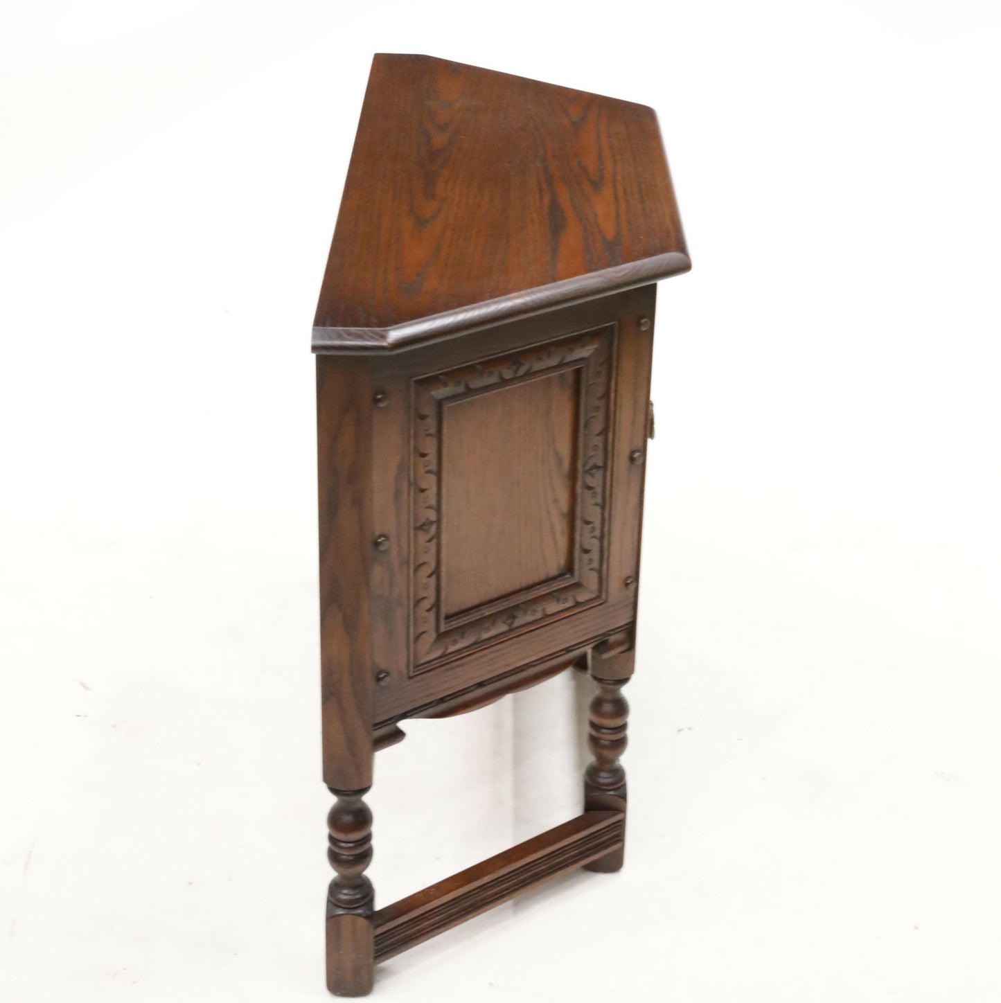 Old Charm Canted Table With Cupboard Finished In Tudor Brown FREE UK Delivery. SBR8978/1004D