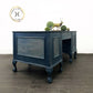 Blue Antique Claw and Ball Double Pedestal Office Desk By Cooke’s Ltd