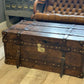 English Leather Belted Coffee table Trunk