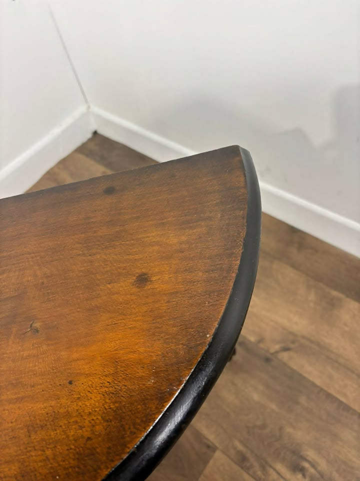 Antique Style Demi Lune Side Table on Reeded Supports