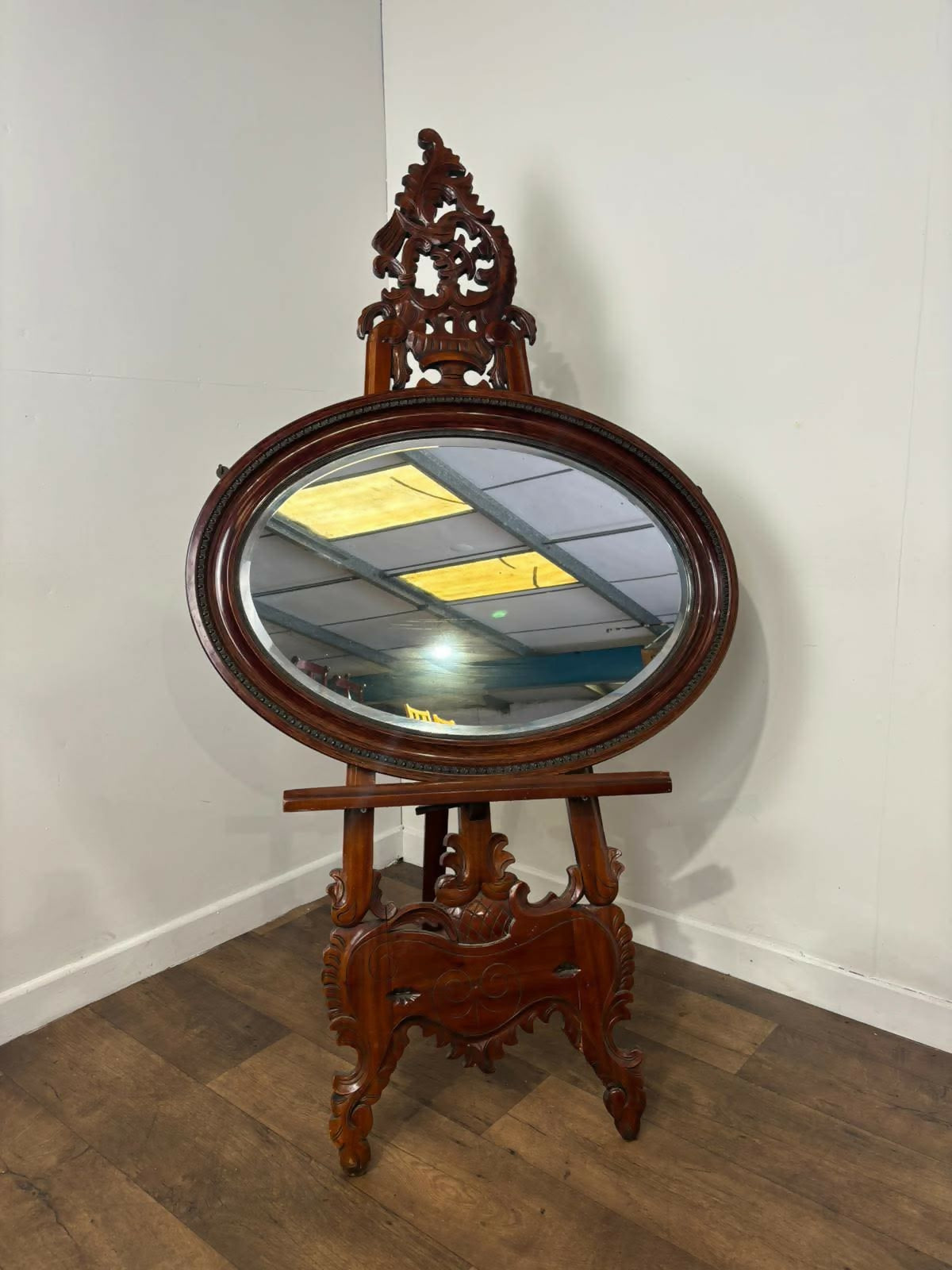 Vintage Mahogany Oval Wall Mirror