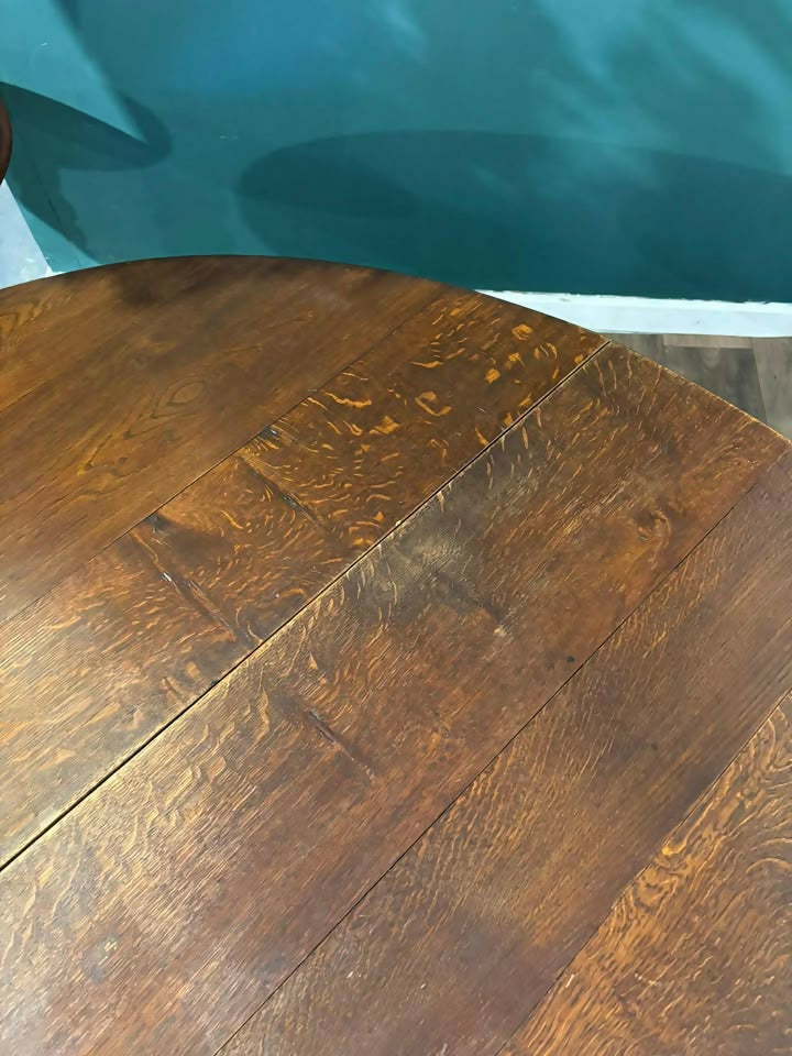 Large Oak Dropleaf Dining Table On Turned Legsgh