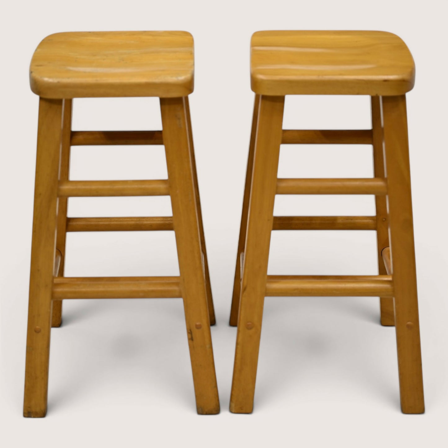 Pair Of Breakfast Bar Stools 66cm Seat Height Vintage Beech FREE UK Delivery*
