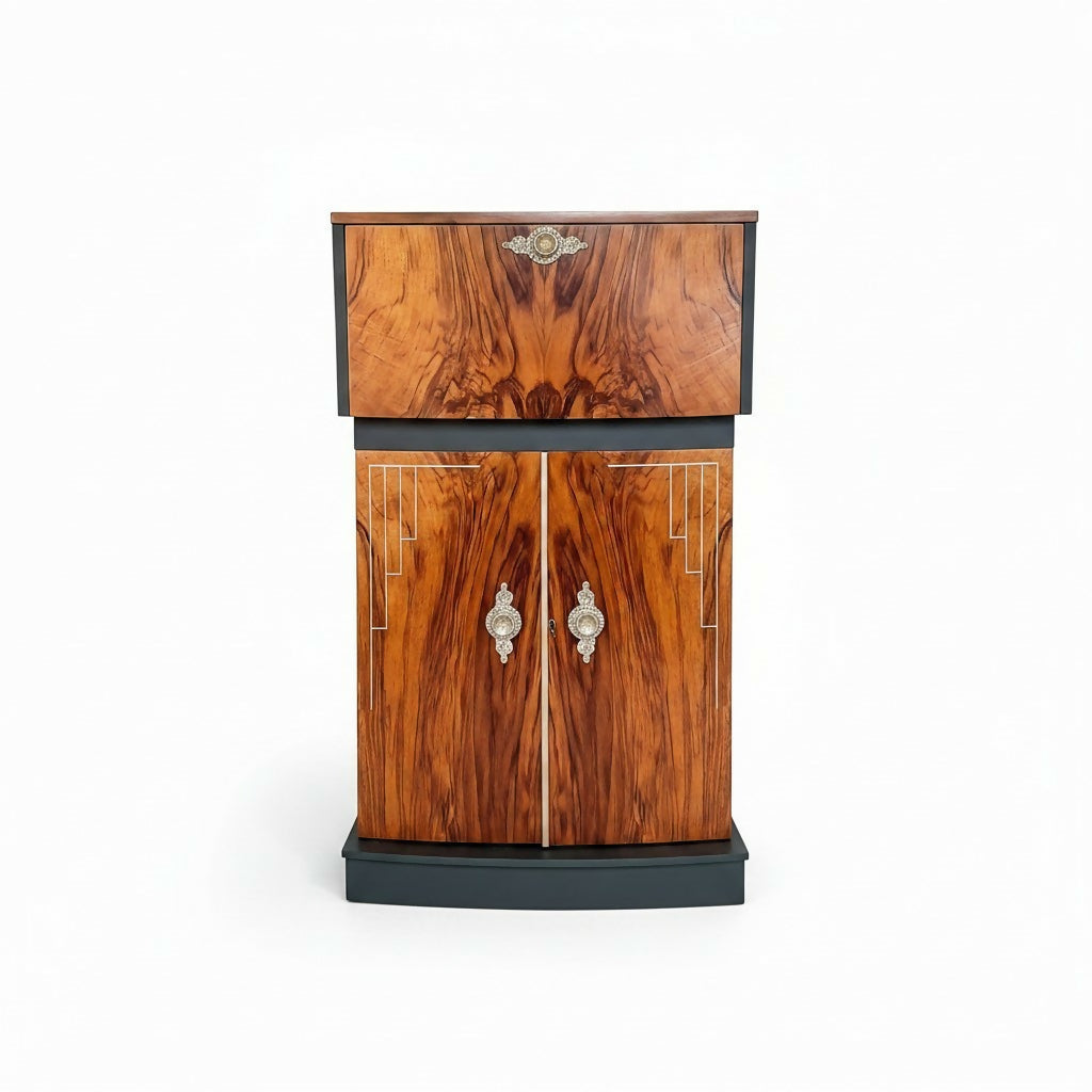 Vintage Art Deco Walnut Cocktail Cabinet