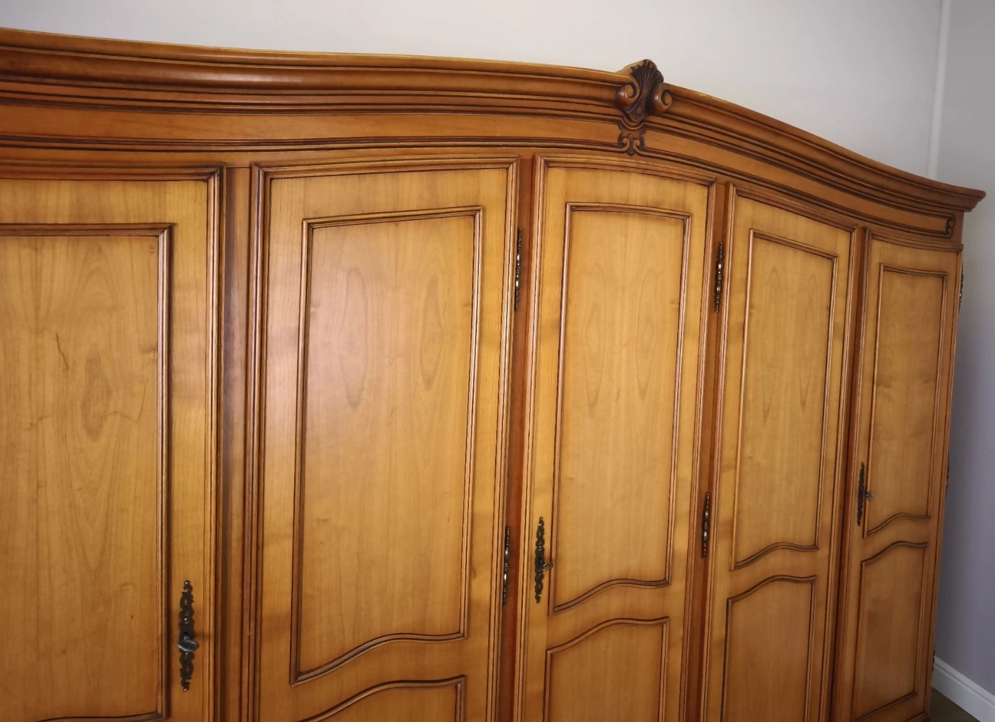 Wardrobe Vintage French Louis XVI Style Five Door Carved Armoire LOT 4990