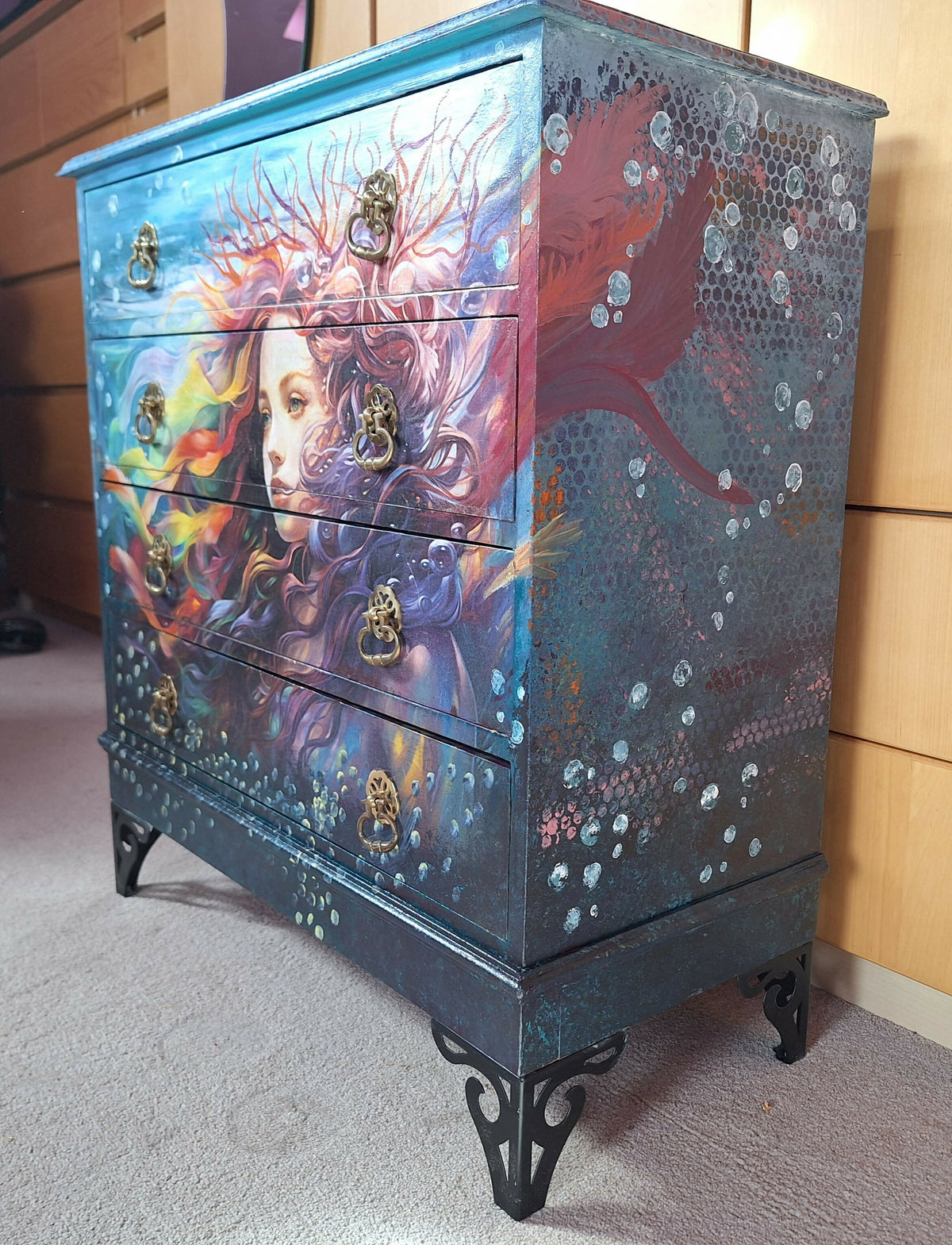 “Rainbow Mermaid” Vintage 4 Drawer Chest