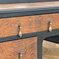 Vintage art deco black gold walnut burr wood desk dressing table