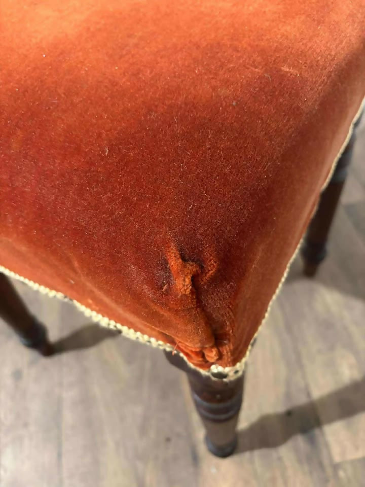 Victorian Upholstered Stool Resting on Turned Supportsz