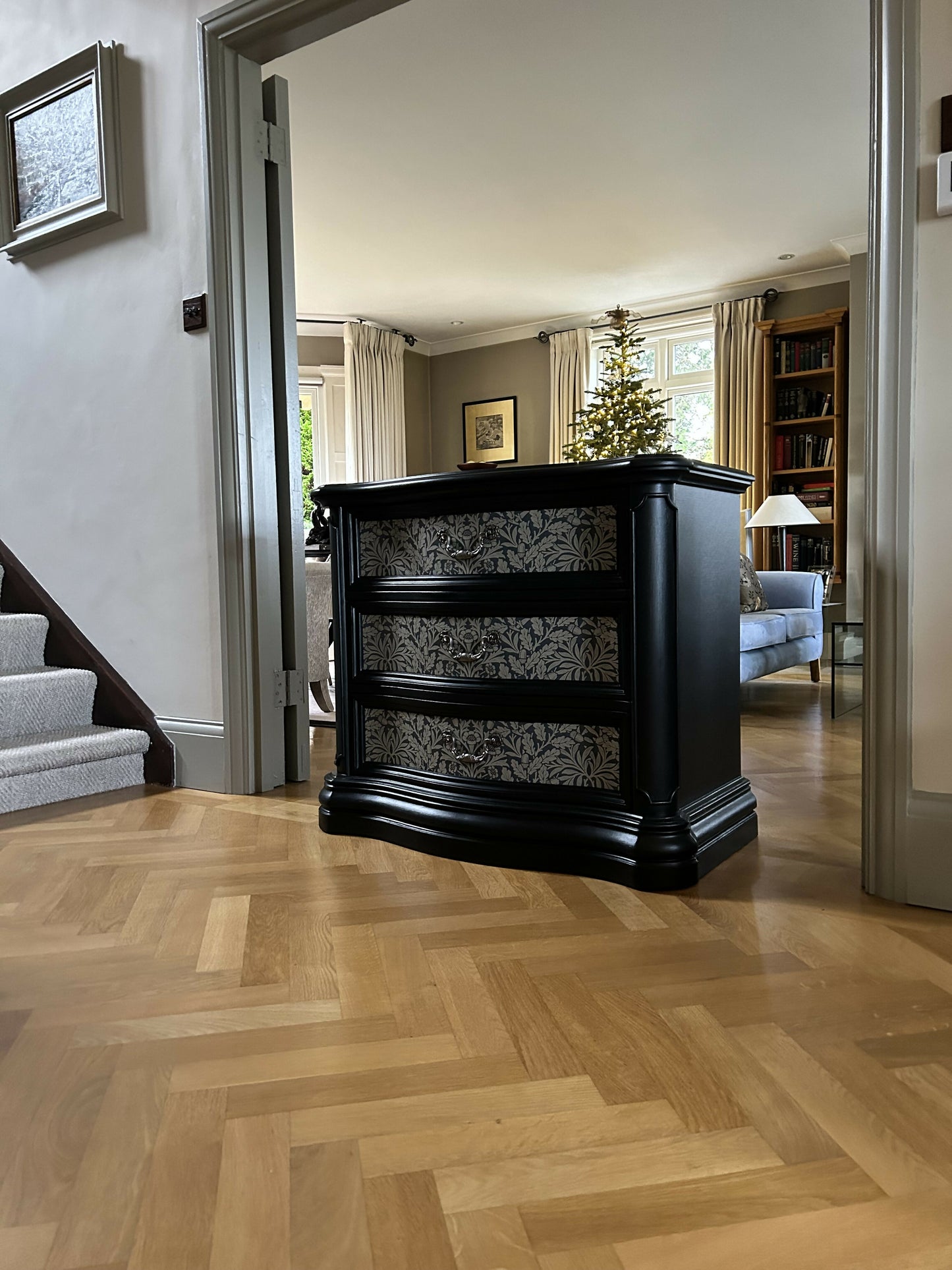 William Morris style chest of drawers. Handpainted, decoupaged.
