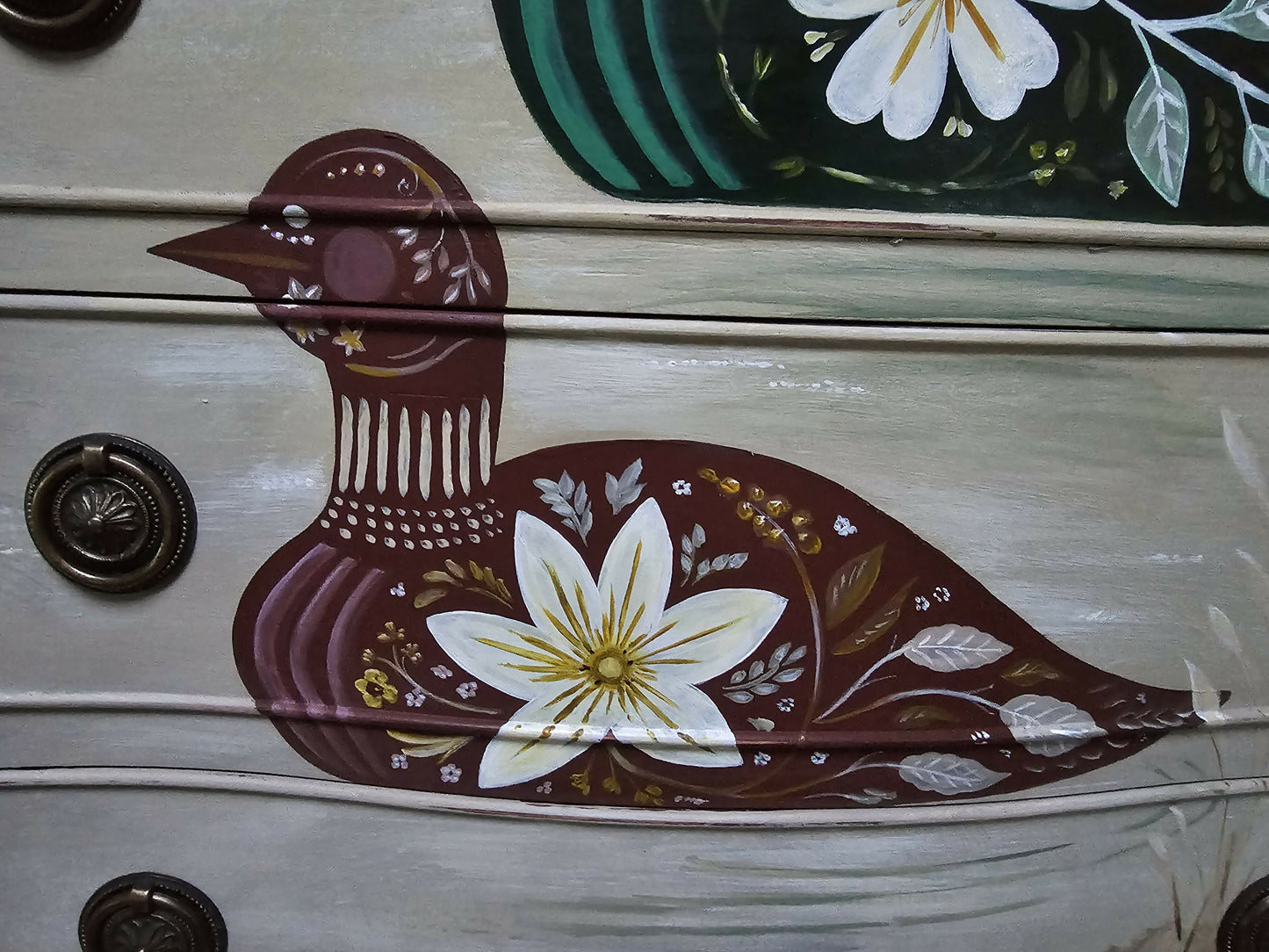 Vintage Hand Painted Chest of Drawers Folk Art