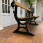 Black Cast Iron Very Heavy Garden Park Bench fully restored Oak Wood