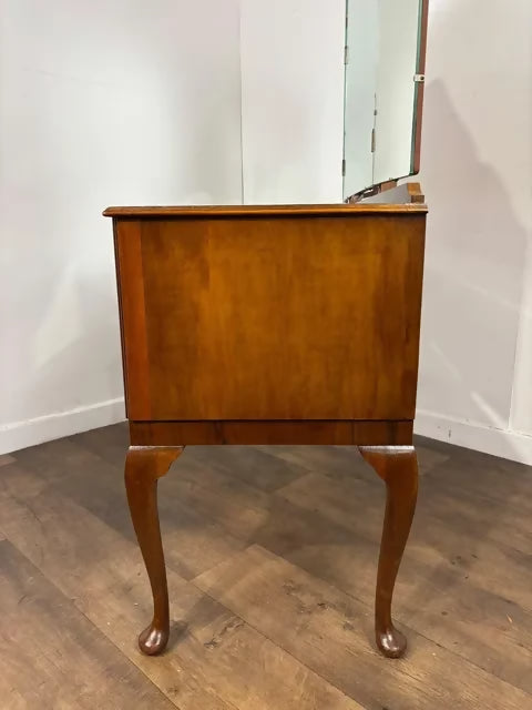 Vintage Austin Suite Walnut Dressing Table with Triple Mirror