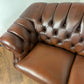 Thomas Lloyd Brown Leather Chesterfield Style Sofa