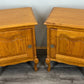 Pair of Bedside Tables Vintage French Louis Oak Nightstands Cabinets LOT 3517