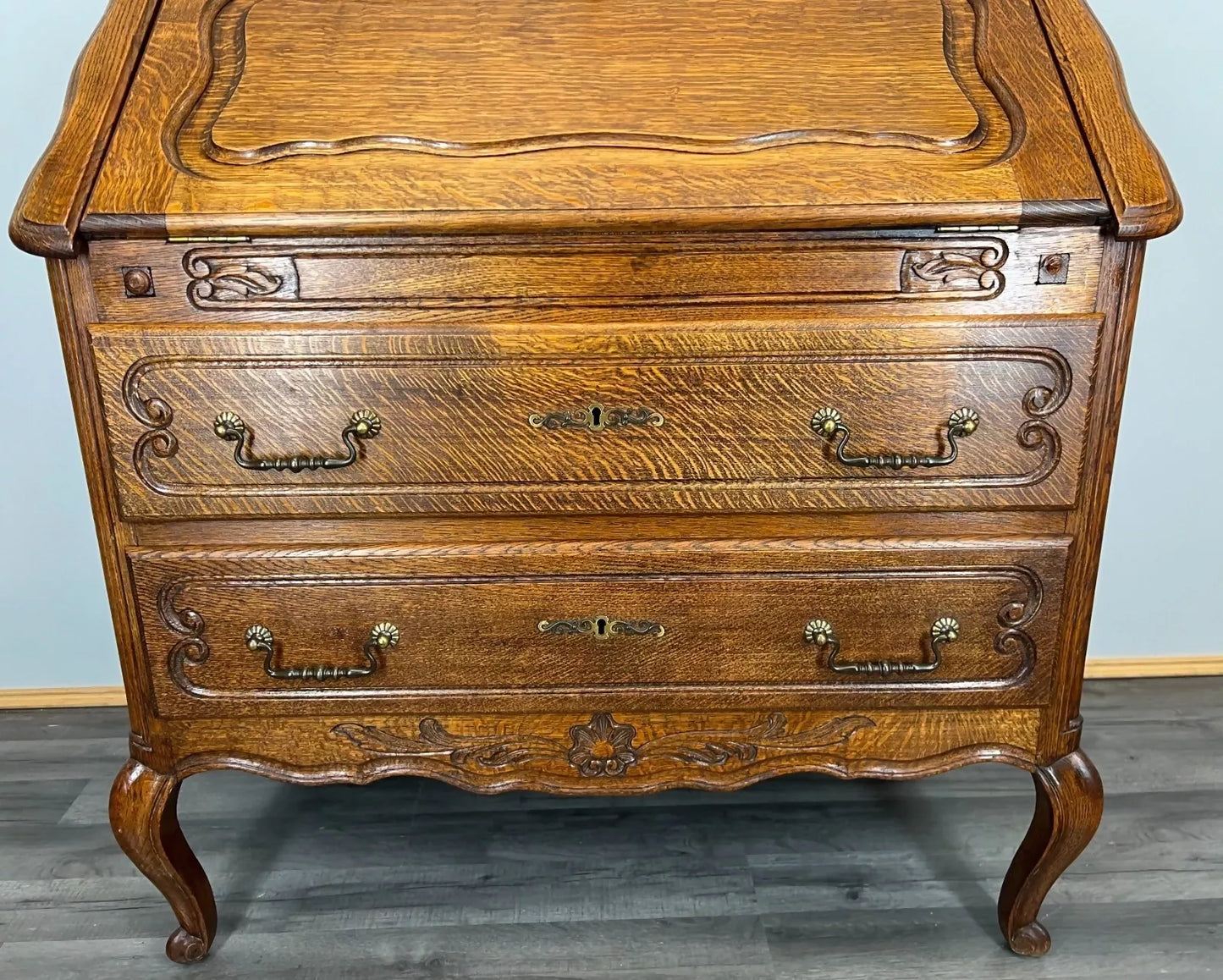 Secretaire Writing Desk Antique French Style Bureau Drop Front Cabinet LOT 3523