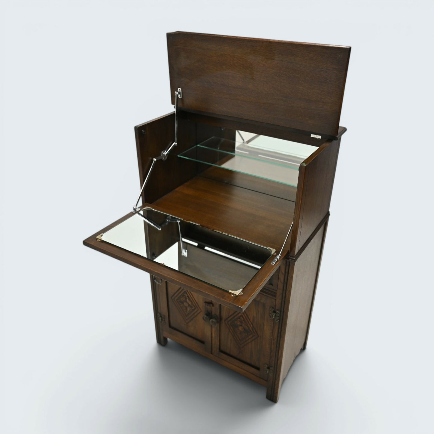 Jaycee Wine/Gin Drinks Cabinet Mirrored Pouring Surface Cupboard FREE Delivery