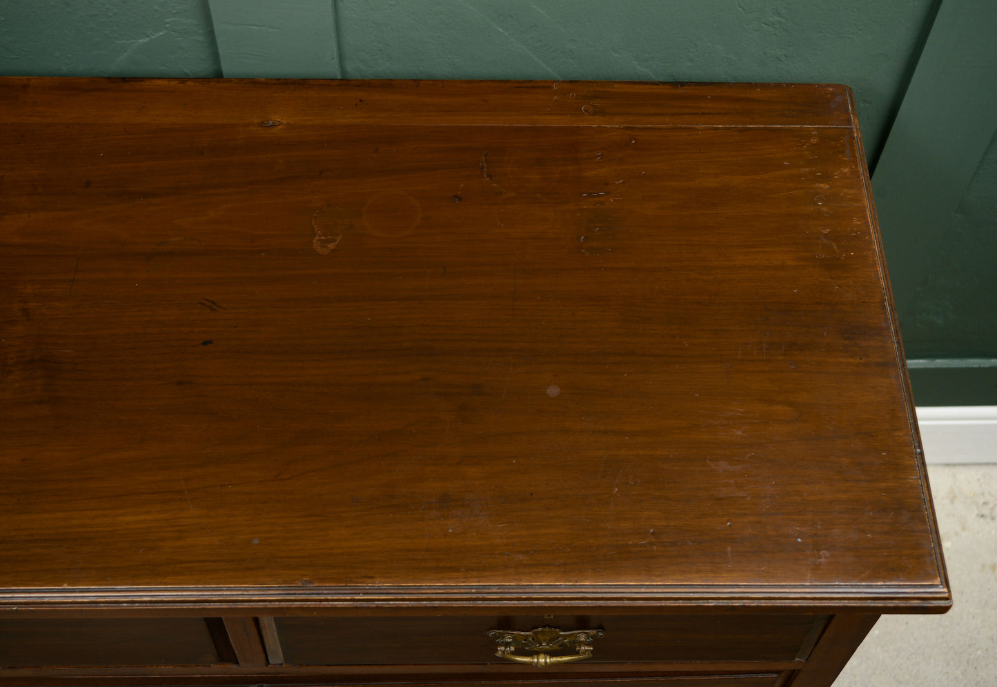 Edwardian Stained Pine Chest of Drawers - 2 Over 2 - Mahogany Finish