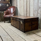English storage trunk - hand dyed bespoke leather - custom coffee table