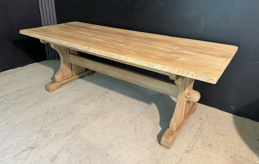 French Bleached Oak Farmhouse Dining Table