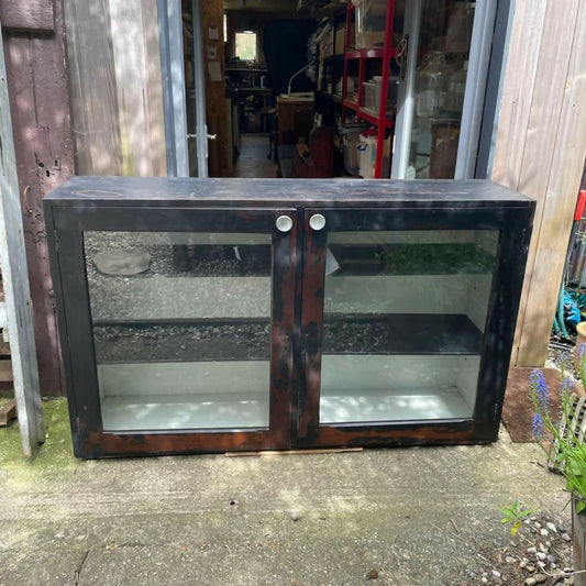 Vintage Rustic Glazed Double Shop Counter Cabinet Shelves Hospitality Retail Will Need Courier Or Collection ONLY - Please Read Full Desc