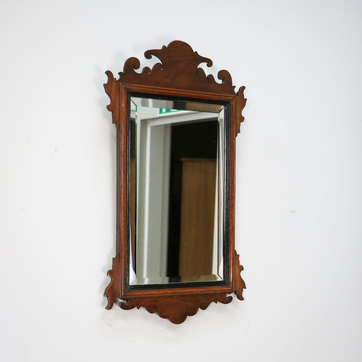 Arts and Crafts Edwardian Fretwork Bevel Edged Mirror Mahogany Frame