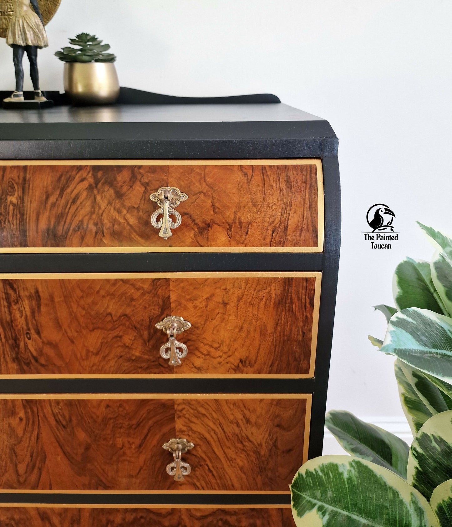 Tall Art Deco Walnut Chest of Drawers