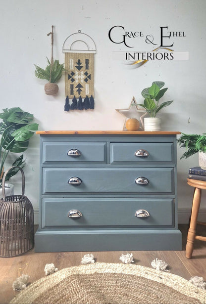 Chest of drawers, pine,farmhouse, rustic,blue,bedroom furniture, rustic,country cottage,blue furniture, solid wood,