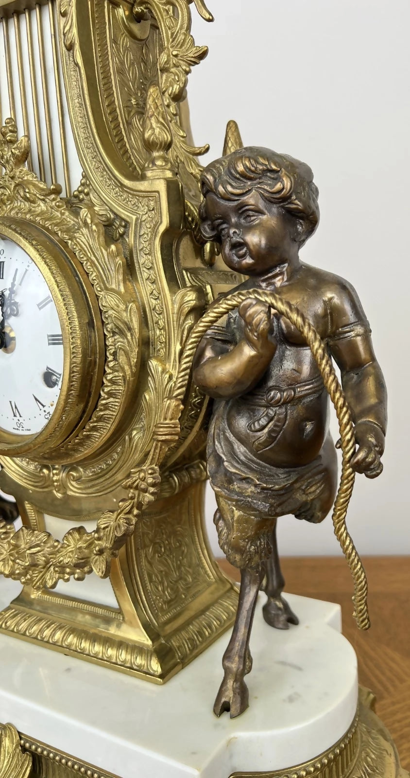 Clock Antique Louis XV Brass Marble Garniture Set With Candelabras LOT 6026