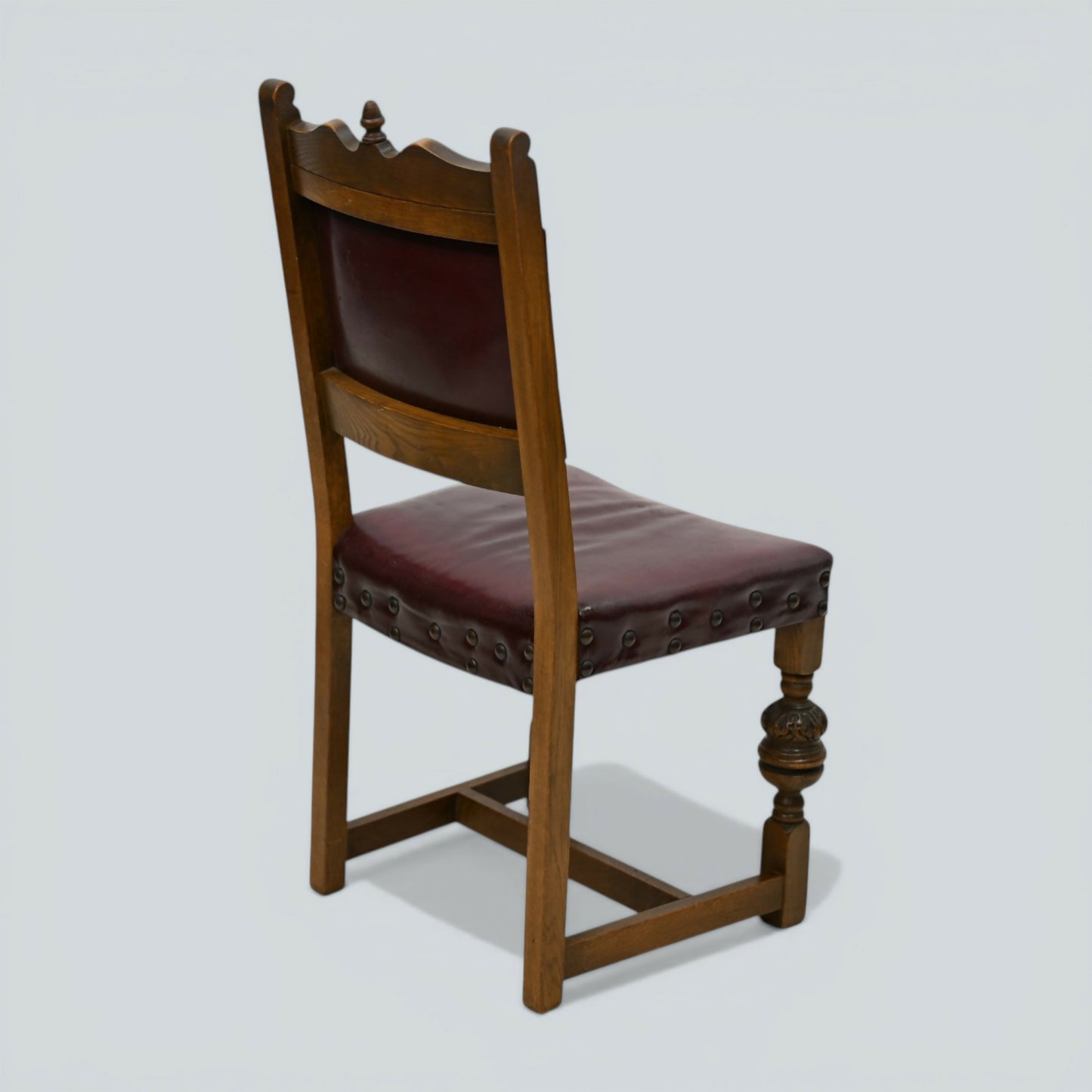 6 Old Charm Dining Chairs Studded Leather Seats/Backs Light Oak FREE UK Delivery