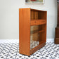 Nathan Teak Slimline Bookcase Wall Unit with Glass Doors and Two Drawers