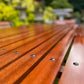 Black Vintage Cast Iron Patio Set adorned with Sapele Wood 3 seater Benches included