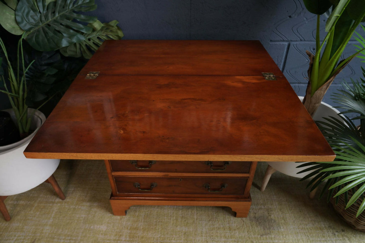 Vintage Yew Wood Bureau — Georgian Style Elegance
