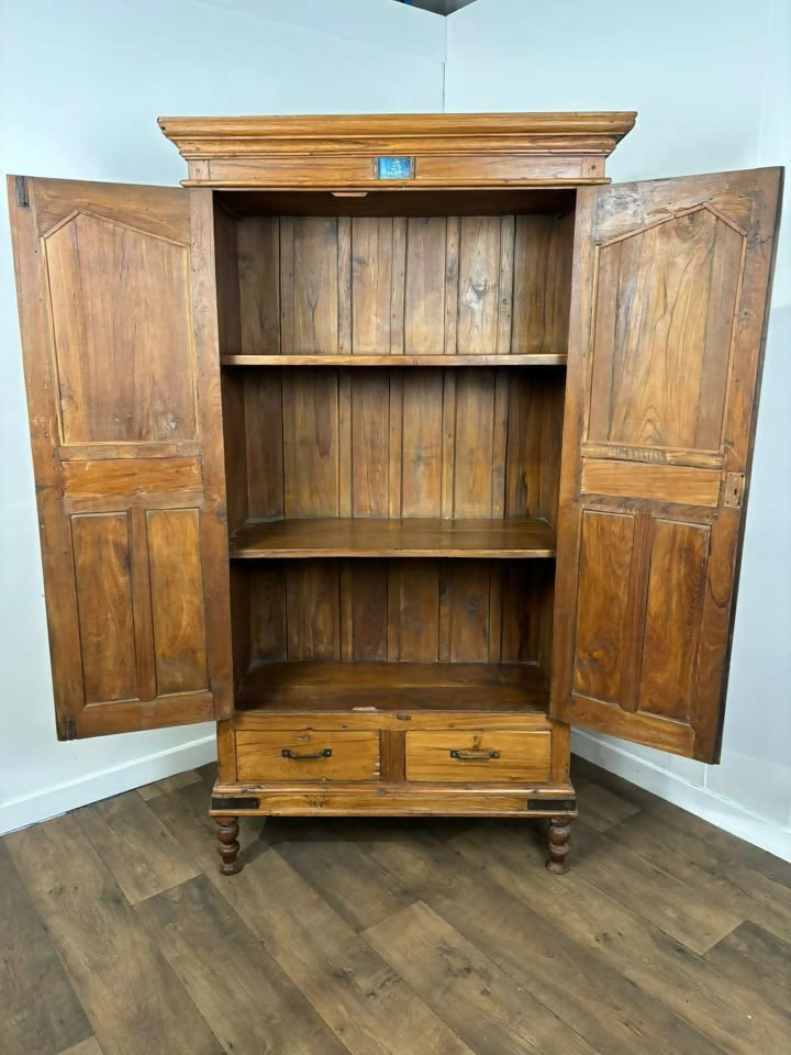 Large Vintage Indian Reclaimed Wood Storage Cupboard