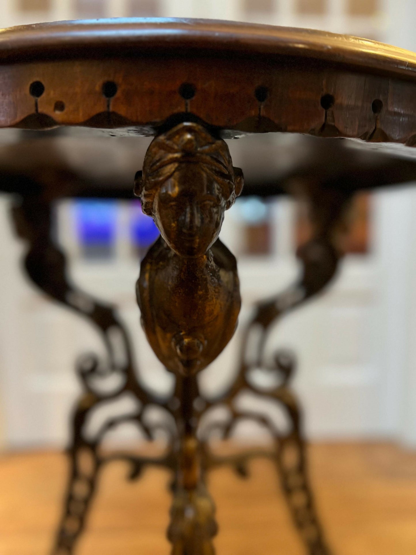 Rare Occasional Table Cast Iron featuring Queen Victoria with a Hardwood Top