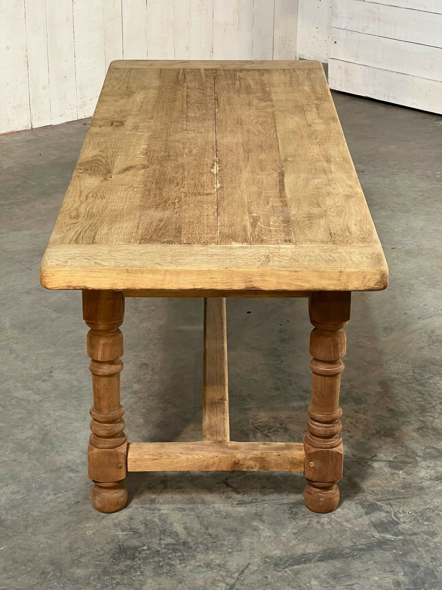 French Oak Farmhouse Kitchen Dining Table With Drawer
