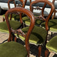 Set of 8 Green Balloon Back Mahogany Dining Chairs.