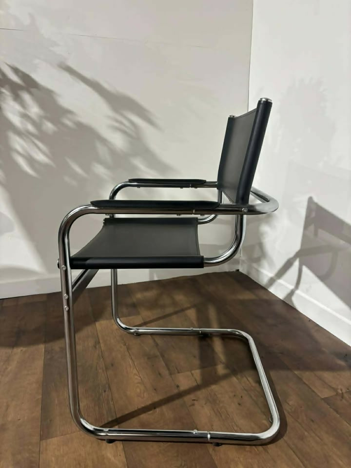 Contemporary Chrome & Faux Leather Armchair
