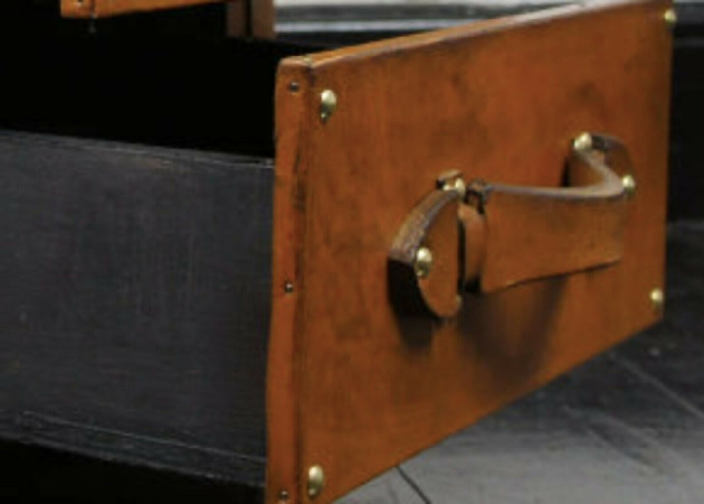 English handmade luxury leather vintage nightstands - matching pair