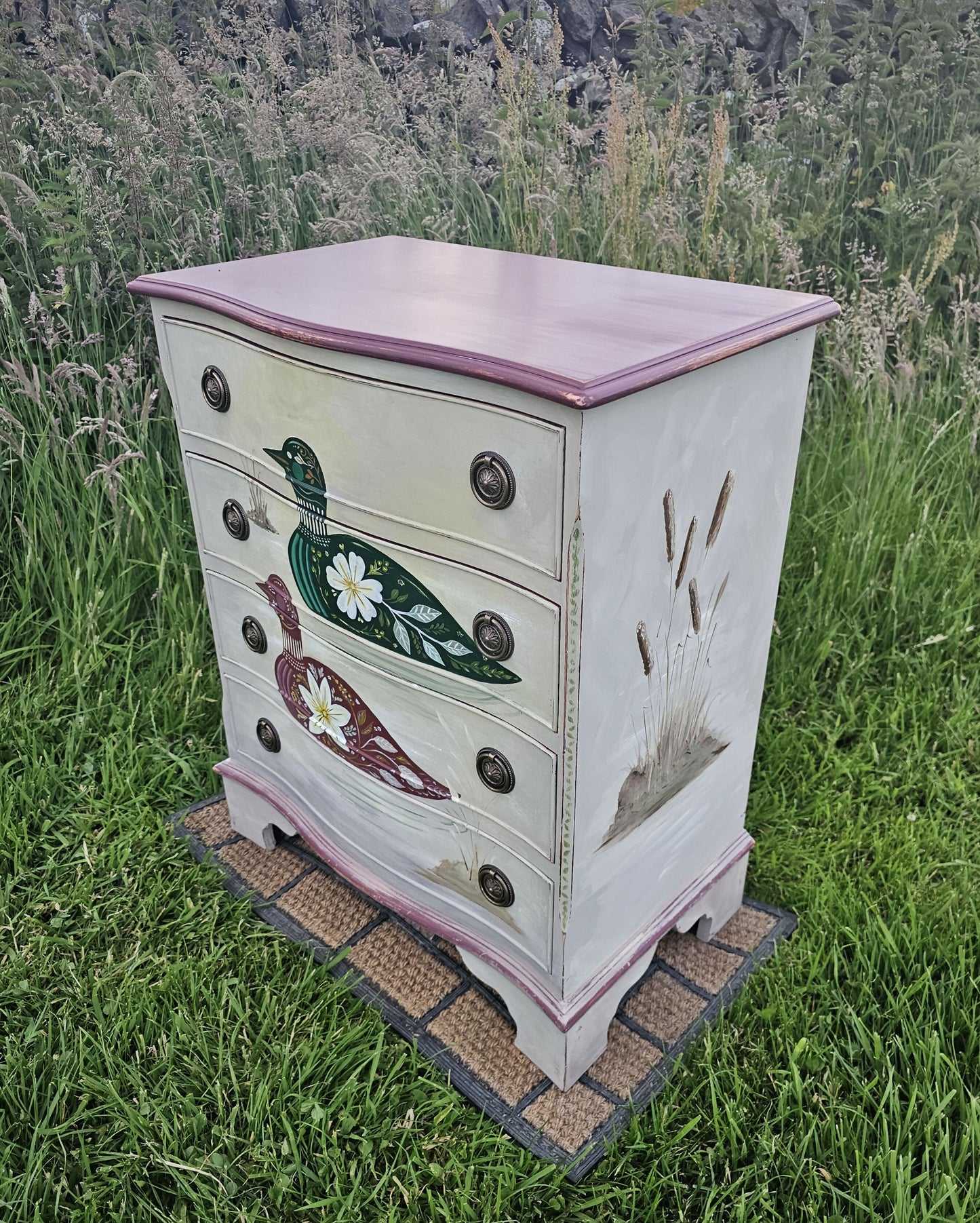 Vintage Hand Painted Chest of Drawers Folk Art