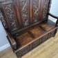 Monks Bench Antique French Style Oak Storage Hall Seat Coffee Bench LOT 6298